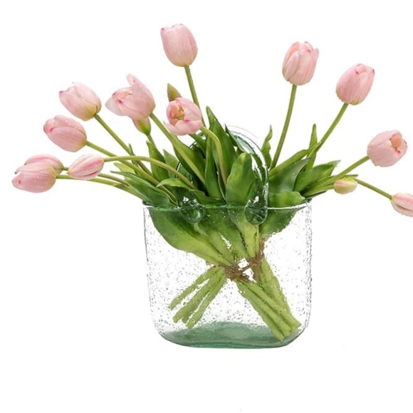 Artificial Tulips Bouquet Real Touch PU. 55 Flowers in glass vase - Picture 8 of 10